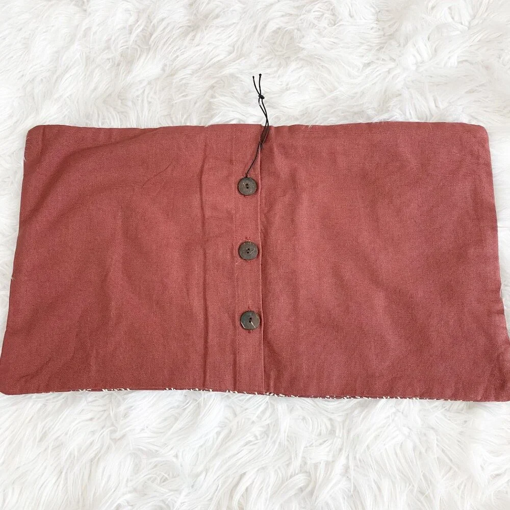 West Elm Embroidered Vintage Floral Pillow Cover Plum 12x21 NEW